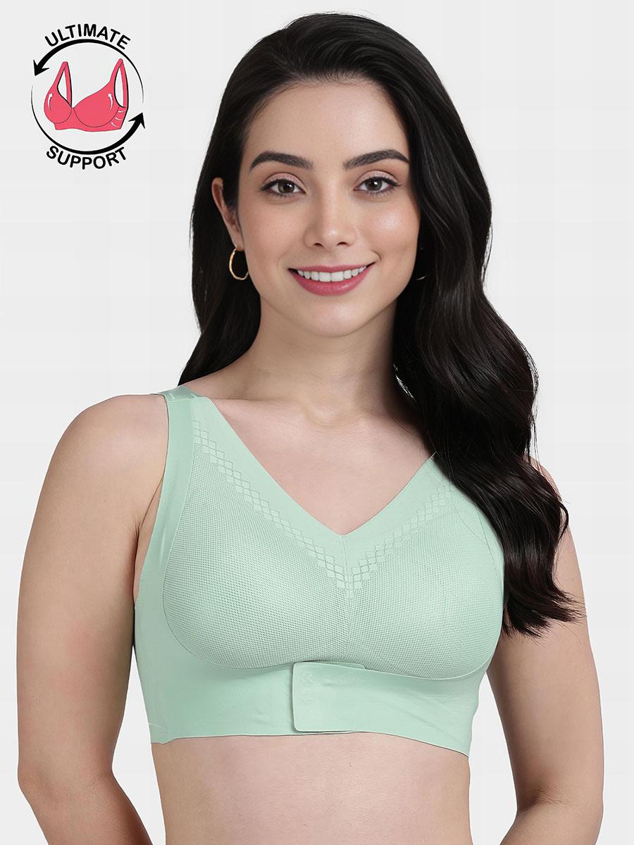 Shyle Gleam Green Front Hook Seamless Bra