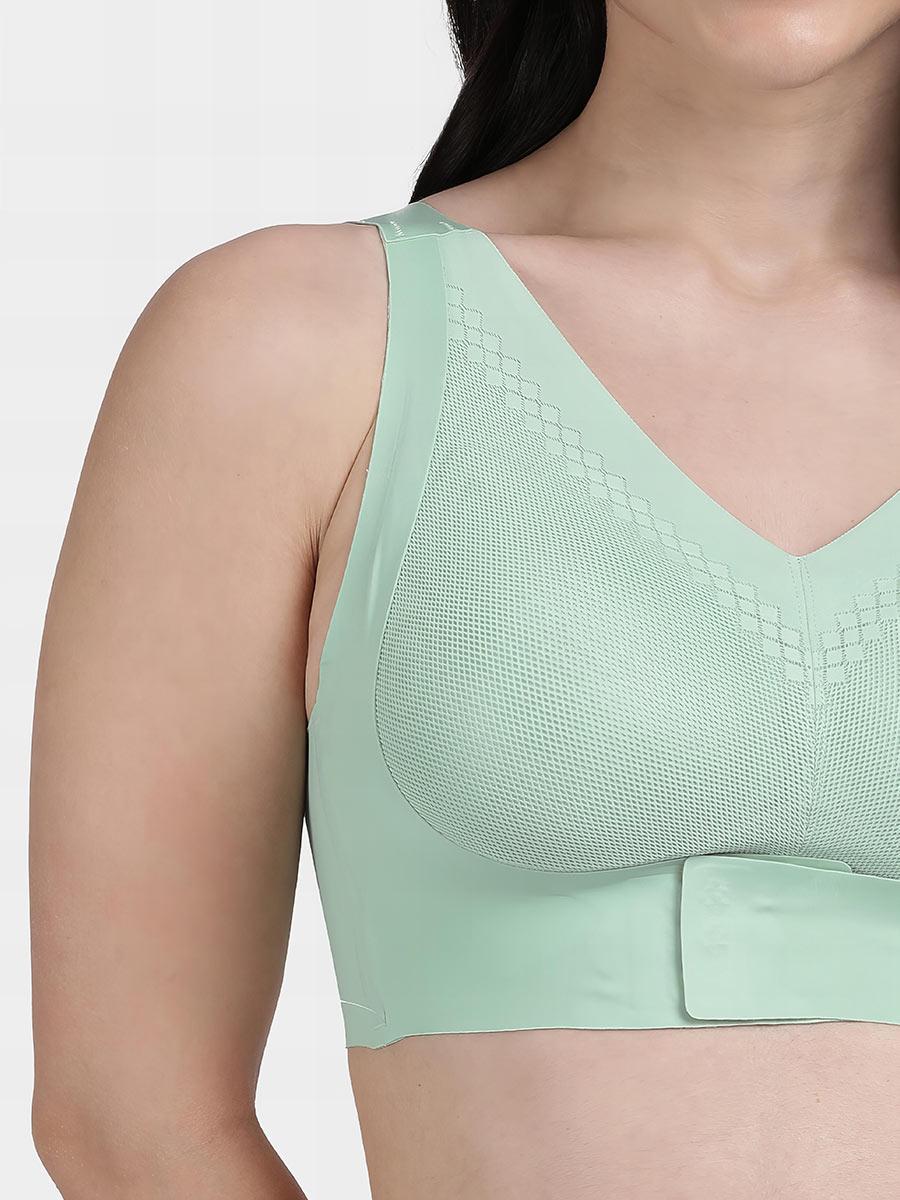Shyle Gleam Green Front Hook Seamless Bra