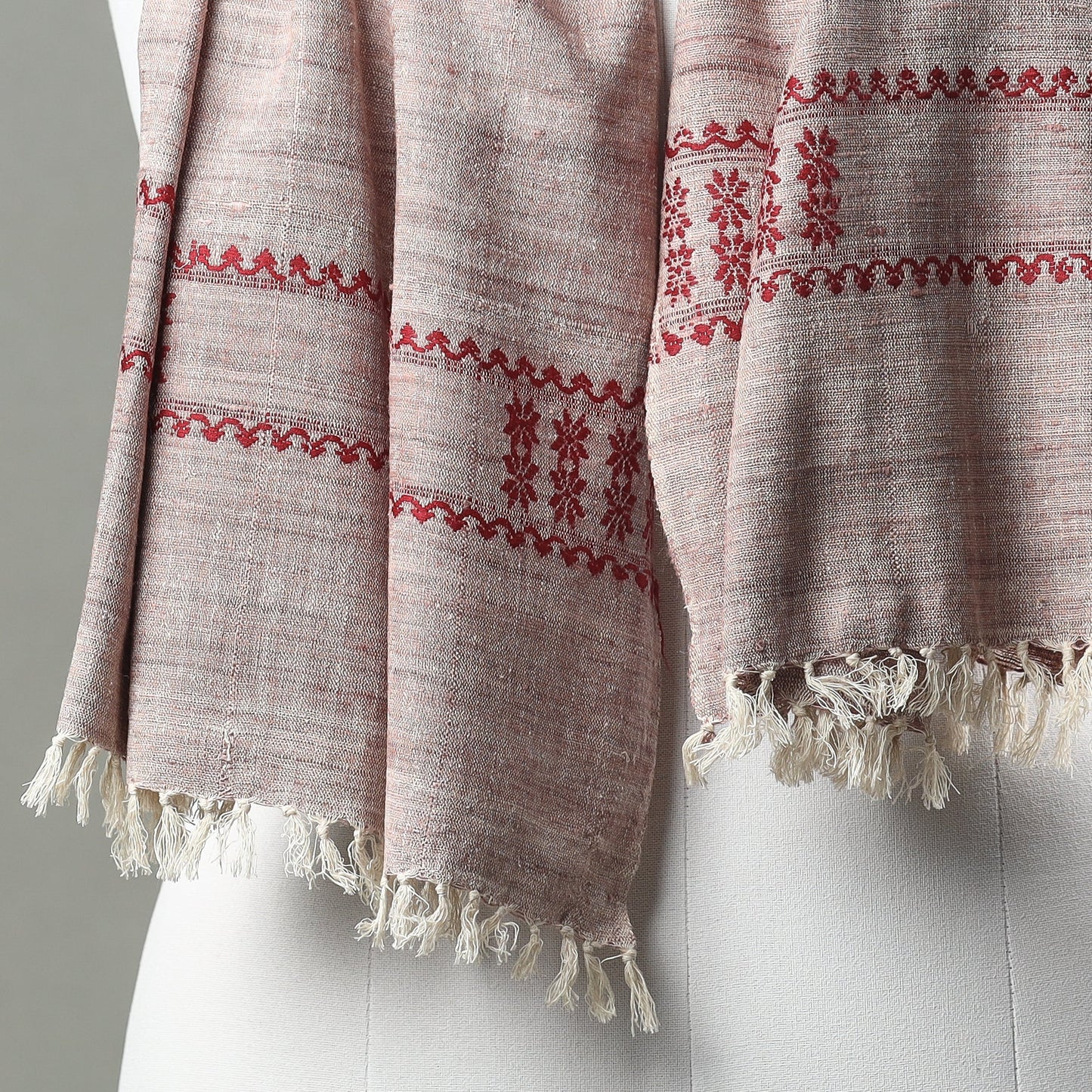Pink Traditional Handloom Eri Silk Stole from Assam