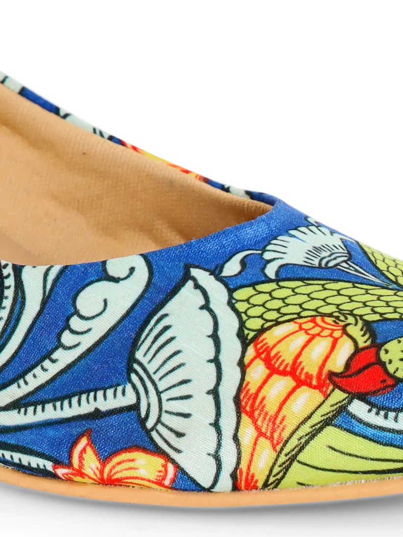 Kanvas: Pattachitra Blue Pattern Block Heels – A Fusion of Art & Elegance