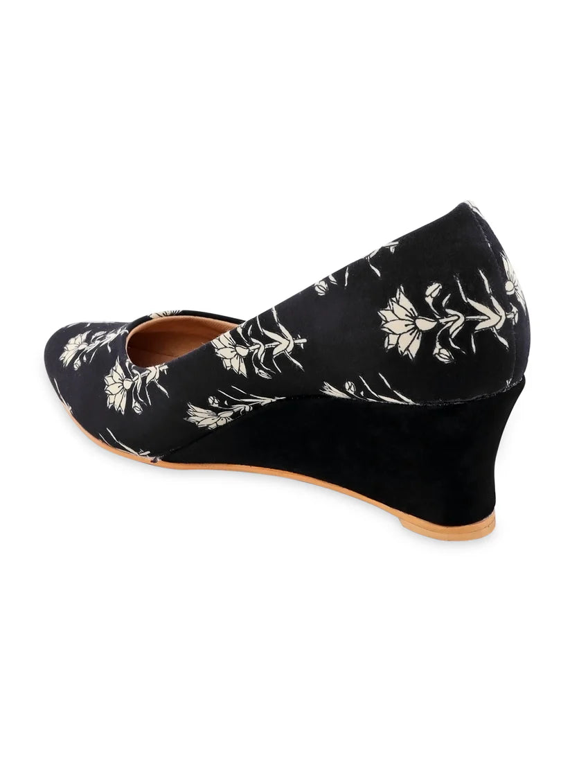 Black Block Print Wedges by Kanvas – Where Tradition Meets Elegance