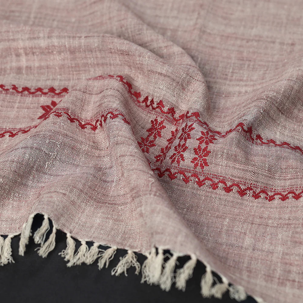 Pink Traditional Handloom Eri Silk Stole from Assam