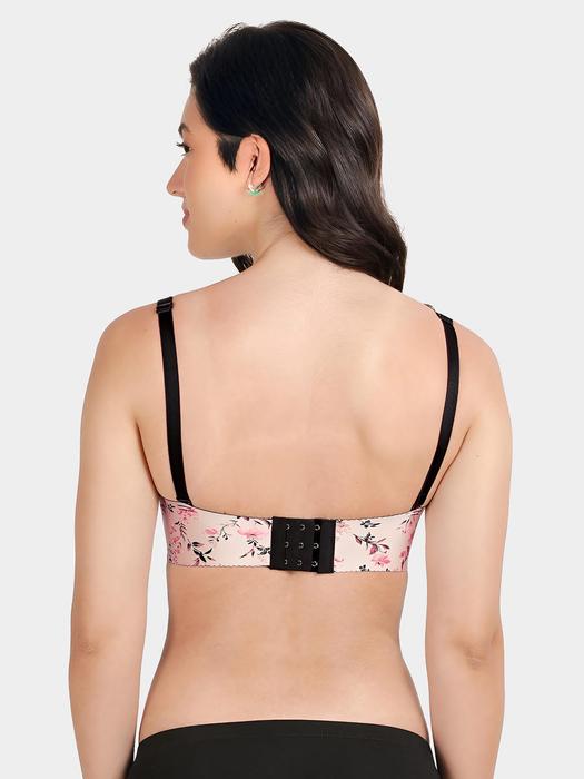 Shyaway HANA Ivory Pink Floral Broad-Winged Seamless T-Shirt Bra