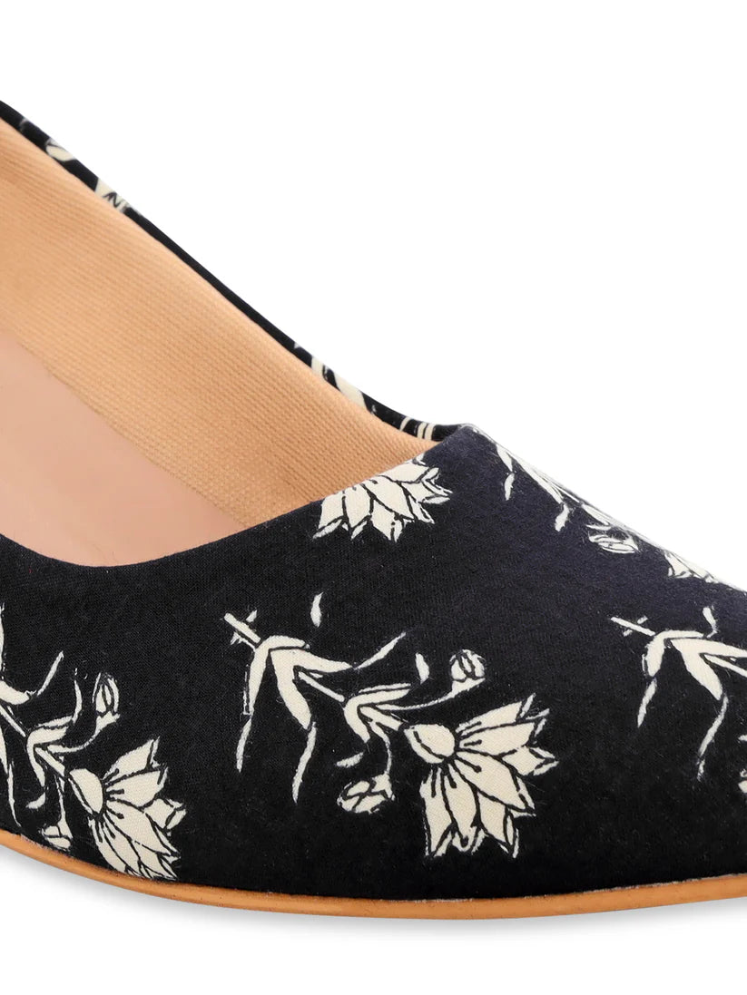 Black Block Print Wedges by Kanvas – Where Tradition Meets Elegance
