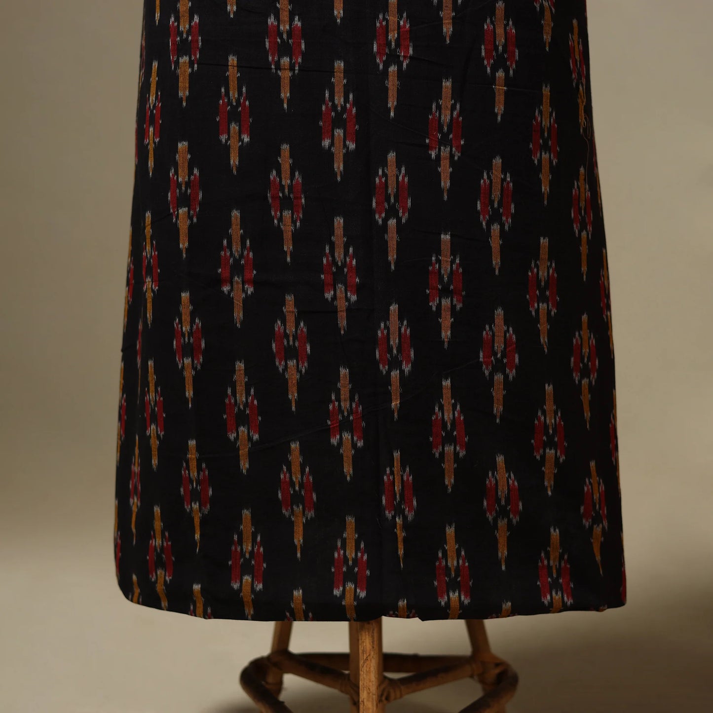 Black Handloom Pochampally Ikat Kurta with Sanganeri Dupatta (2-Piece Cotton Set) - PV5606