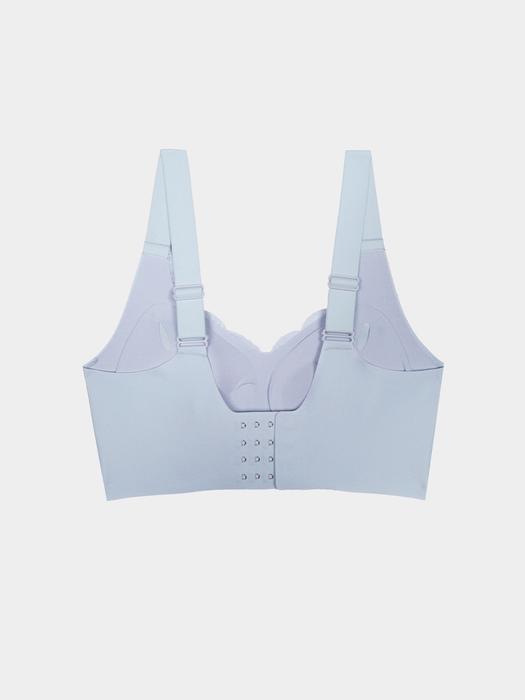 Shyle Pale Blue Scallop Neckline Padded Seamless Bra