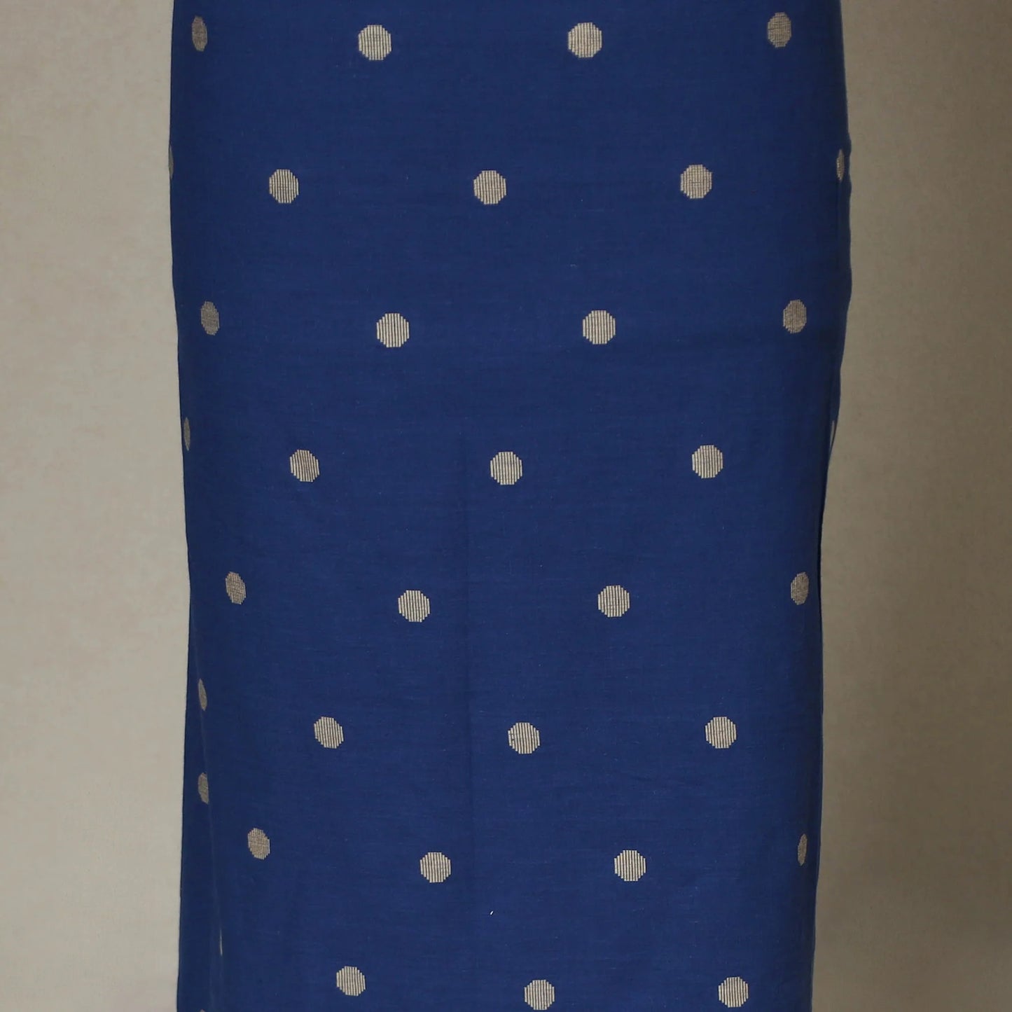 Blue 2-Piece Jacquard Cotton Dress Material Set with Hand-Painted Pen Kalamkari Dupatta & Jewelry