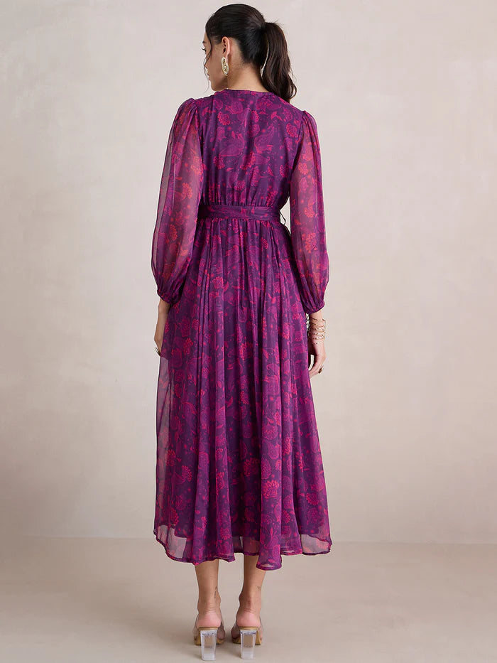 Femella Wine Paisley Print Wrap Maxi Dress