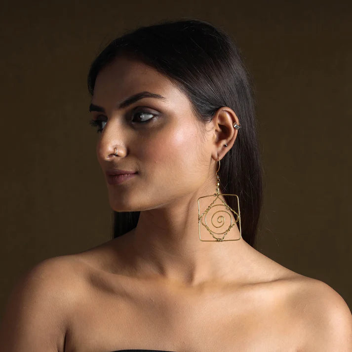 Handcrafted brass Dokra earrings – tribal boho ethnic jewelry