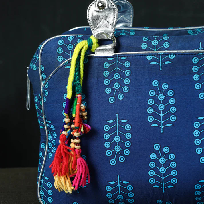 Plumvera Handcrafted Cotton Fabric Printed Handbag with Tassels – Stylish & Spacious