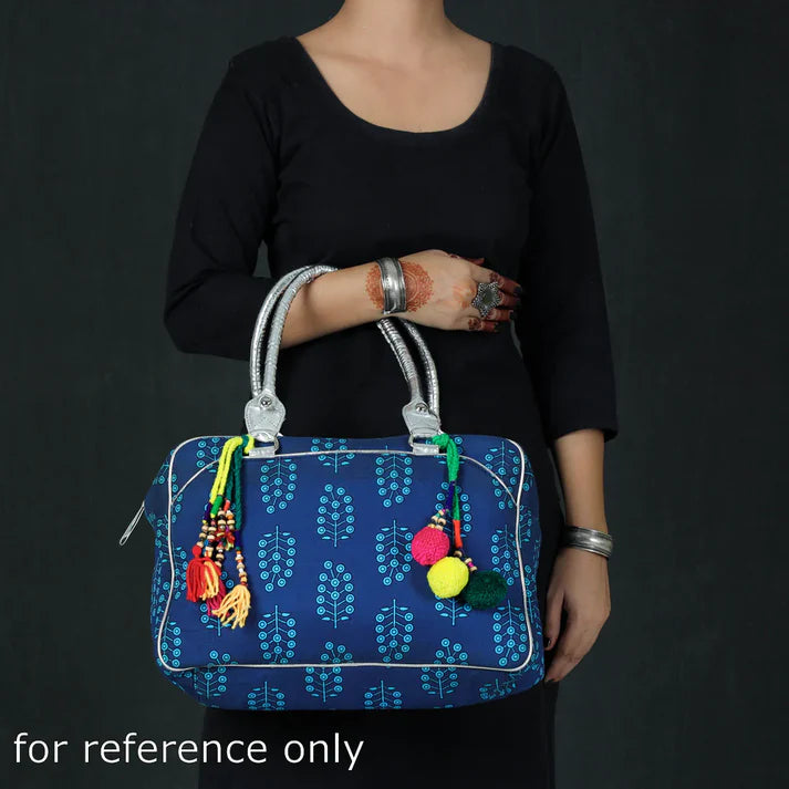 Plumvera Handcrafted Cotton Fabric Printed Handbag with Tassels – Stylish & Spacious