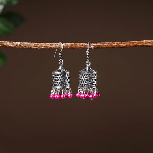 Grey Shyza Handcrafted GS Beaded Jhumki Earrings.