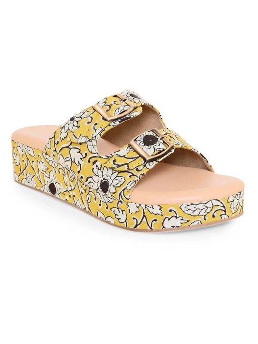 Kanvas Yellow Extra Soft Kalam Art Sliders – Comfort Meets Artistry