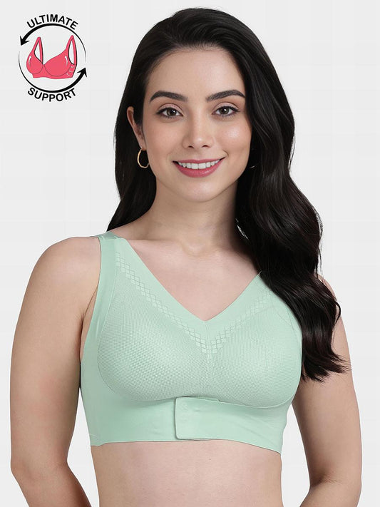 Shyle Gleam Green Front Hook Seamless Bra
