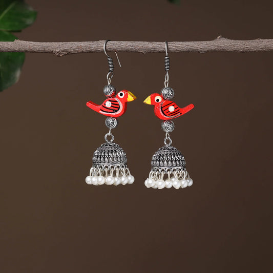 Grey Mahnoor Handcrafted GS Jhumki Beaded Earrings