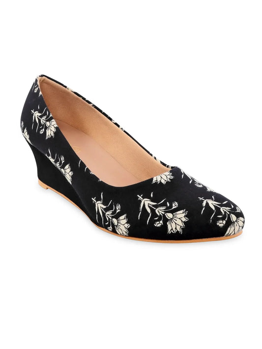 Black Block Print Wedges by Kanvas – Where Tradition Meets Elegance