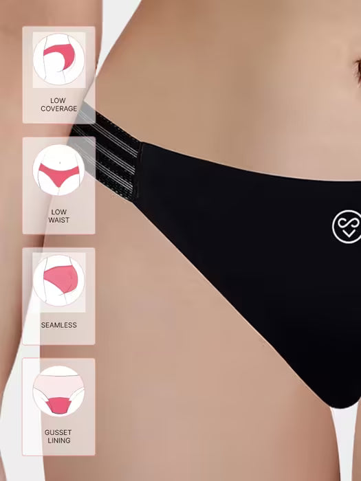 Susie Black Beauty Solid Seamless Bikini Panty – Low Waist, Invisible Fit