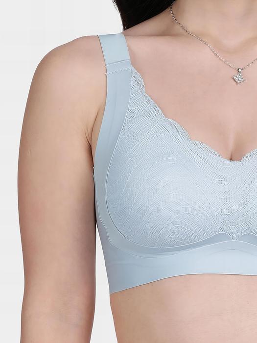 Shyle Pale Blue Scallop Neckline Padded Seamless Bra