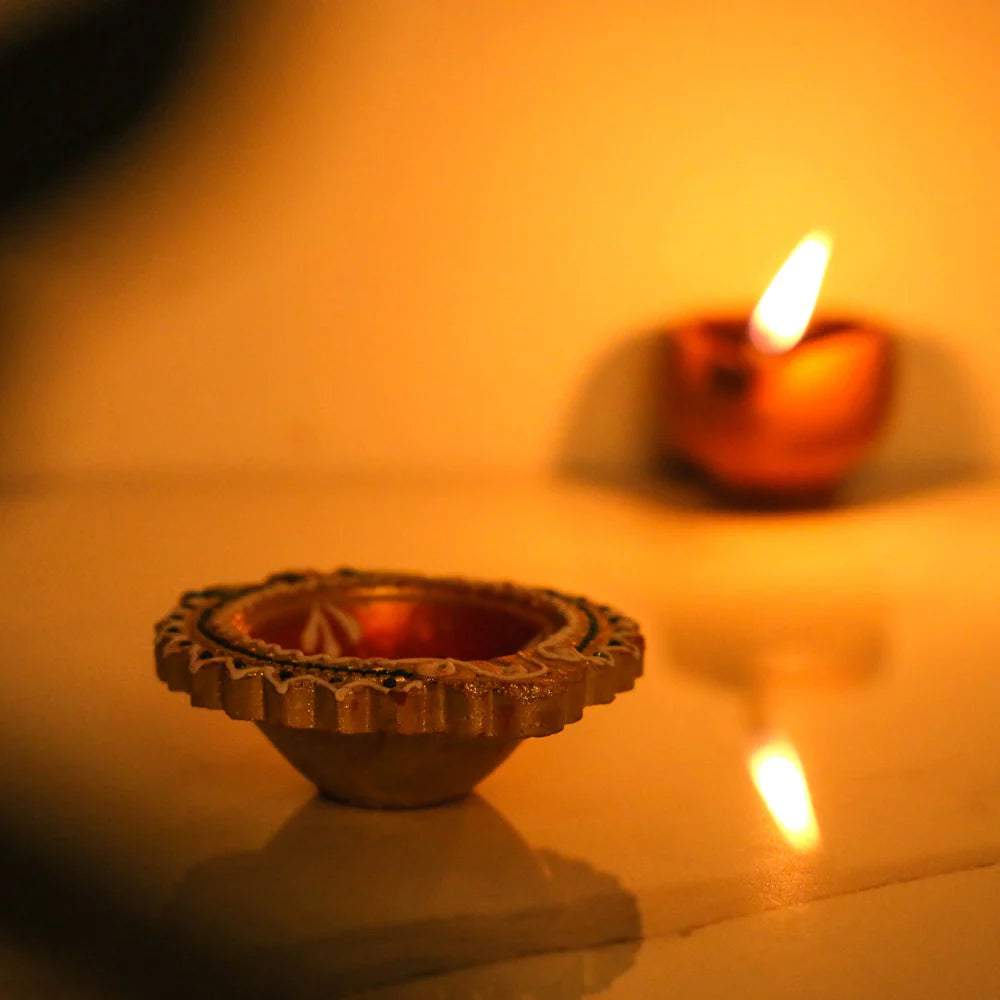 Handpainted Terracotta Diya Set (4 pcs)