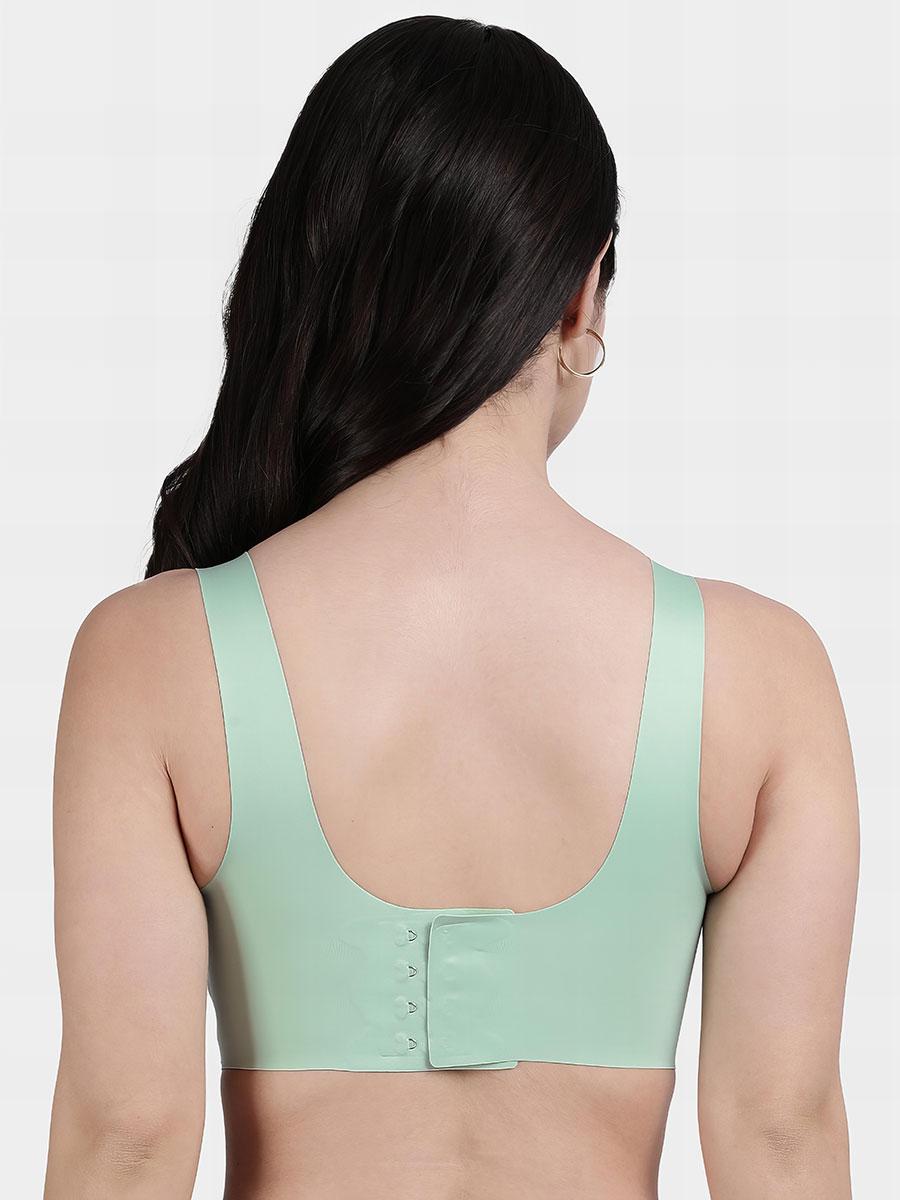 Shyle Gleam Green Front Hook Seamless Bra