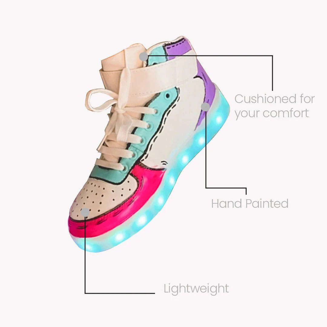 Light Me Up Sneakers - High Top (Color Block-Fuchsia)