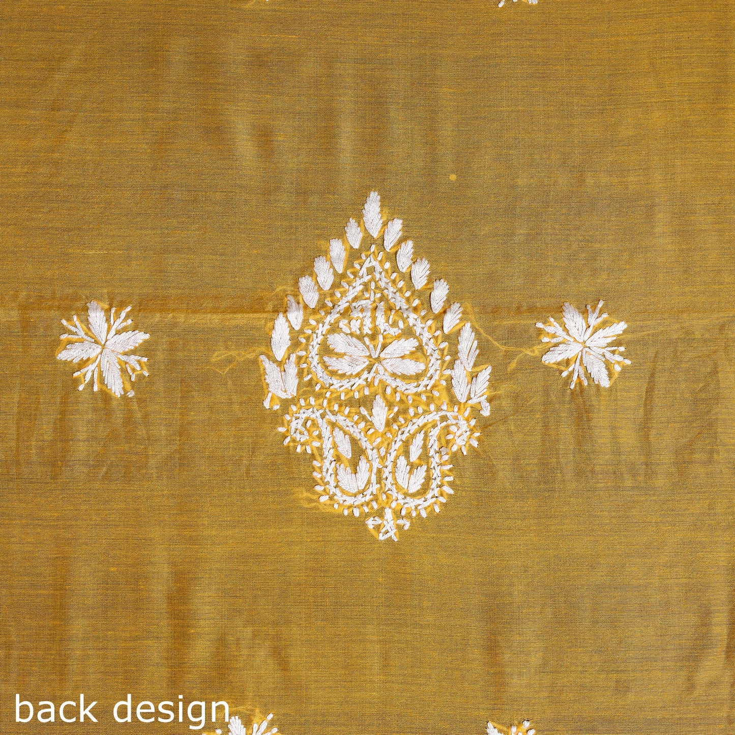 Orange Lucknowi Chikankari Kurta Fabric with Parsi Detailing