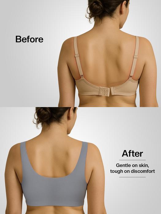 Shyle Pearled Ivory Mesh Neckline Seamless Bra – Effortless Comfort, Elegant Detail
