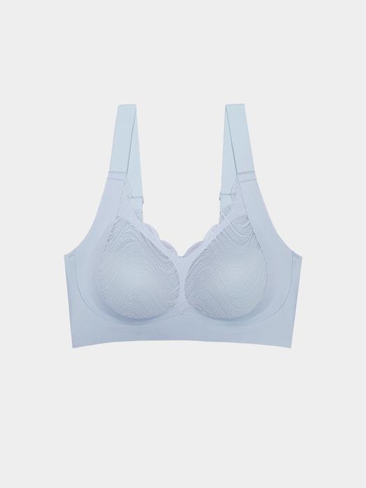 Shyle Pale Blue Scallop Neckline Padded Seamless Bra