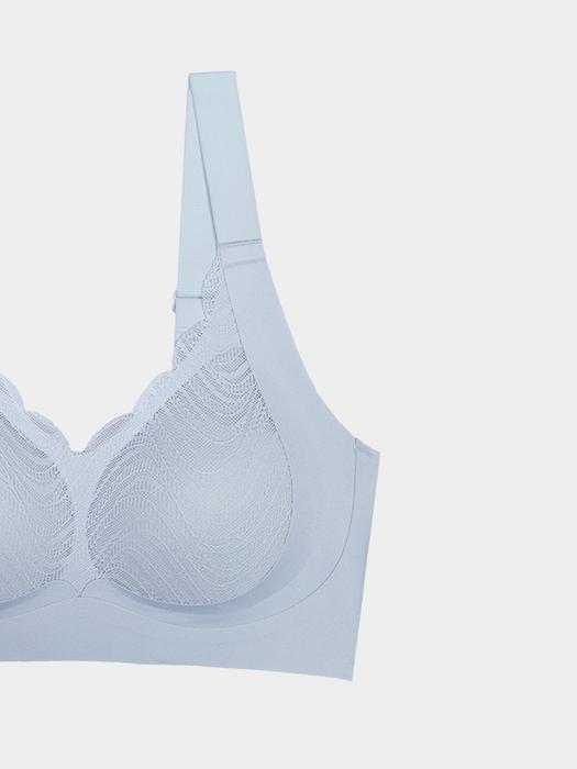 Shyle Pale Blue Scallop Neckline Padded Seamless Bra