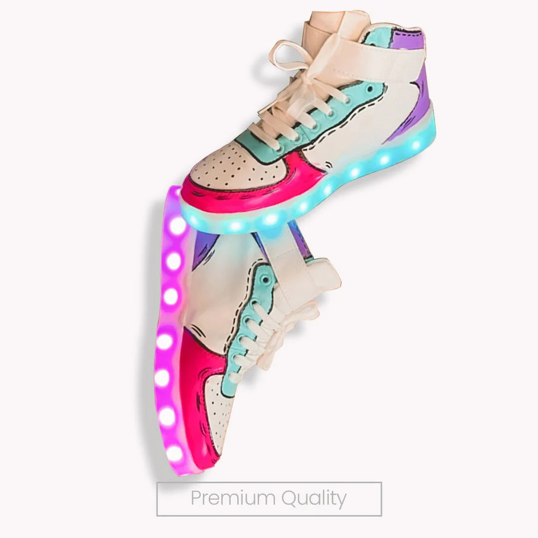 Light Me Up Sneakers - High Top (Color Block-Fuchsia)