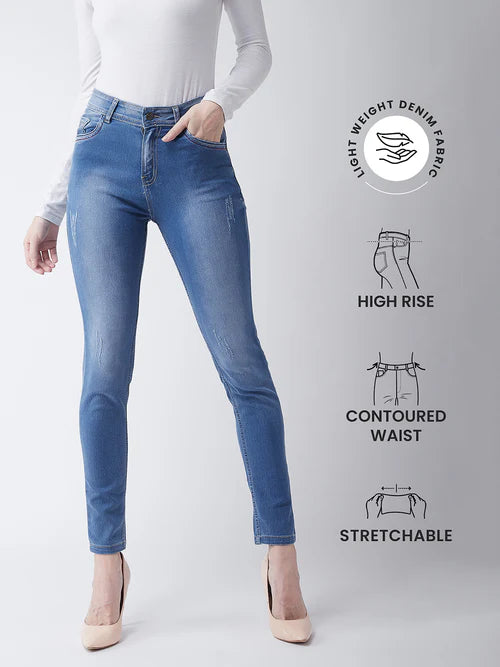 Women's Blue Skinny Fit High Rise Denim Jeans