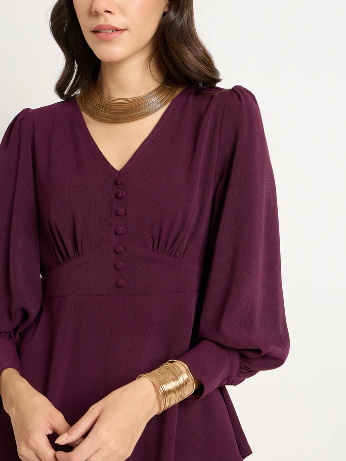 Wine Color V-Neck Co-Ord Set