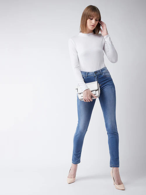 Women's Blue Skinny Fit High Rise Denim Jeans