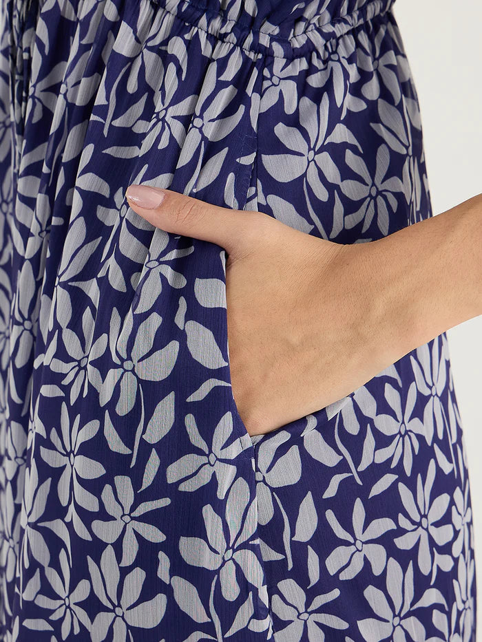 Blue Floral Tiered Maxi Dress