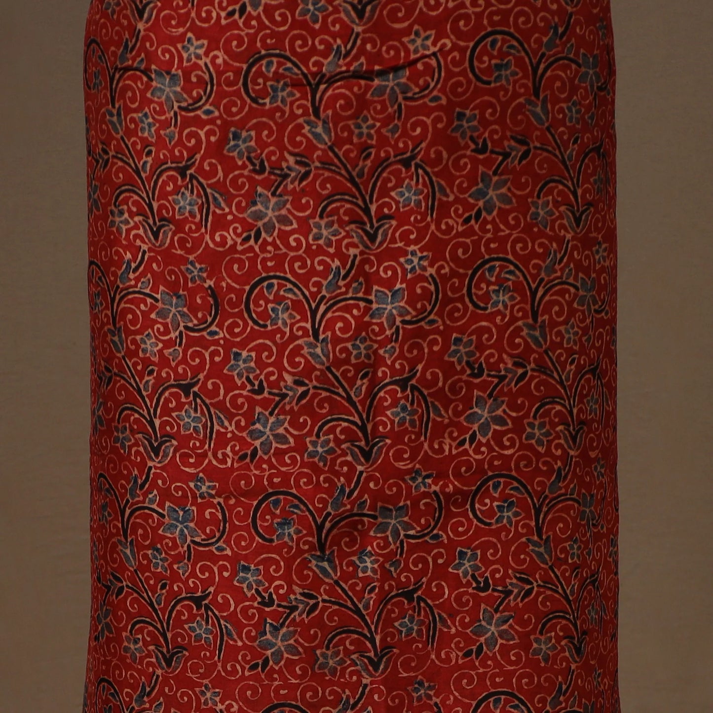 Red Chanderi Silk-Cotton Ajrakh Dress Material