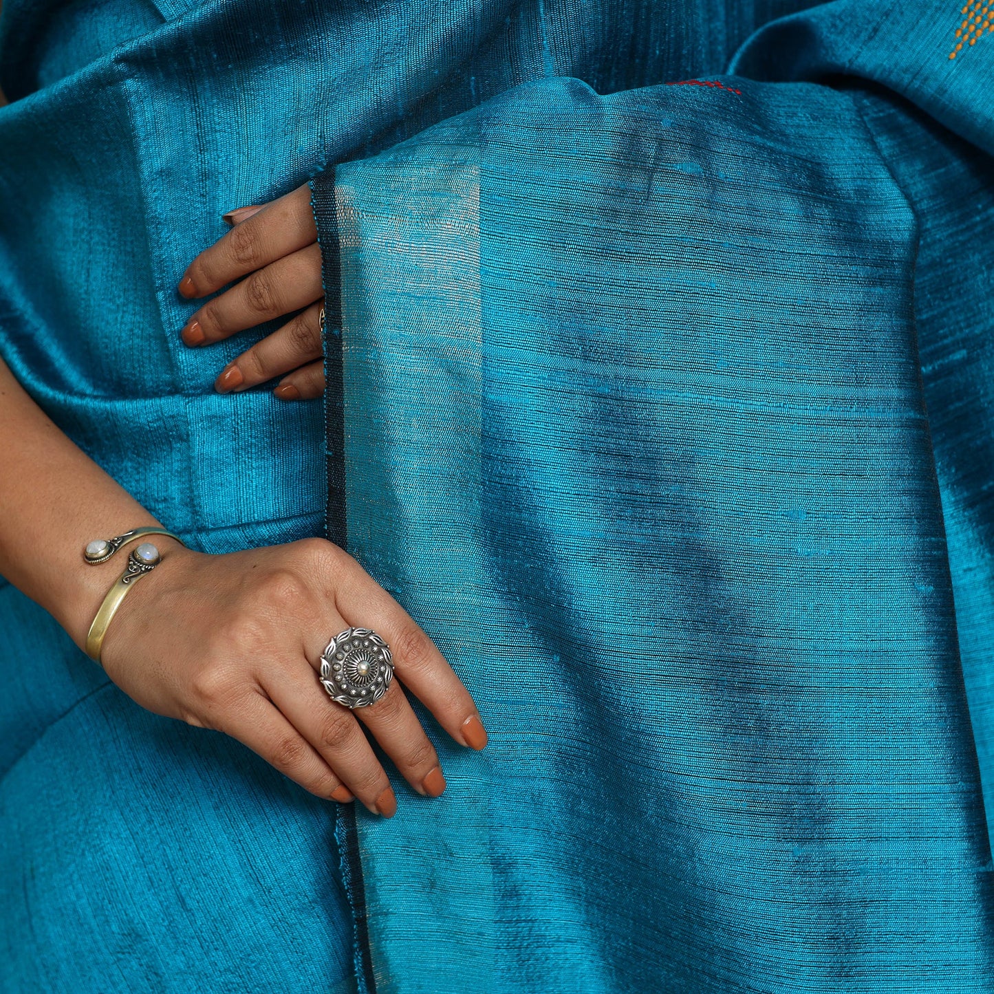 Blue Bhagalpuri Pure Desi Tussar Silk Handloom Saree with Zari Border