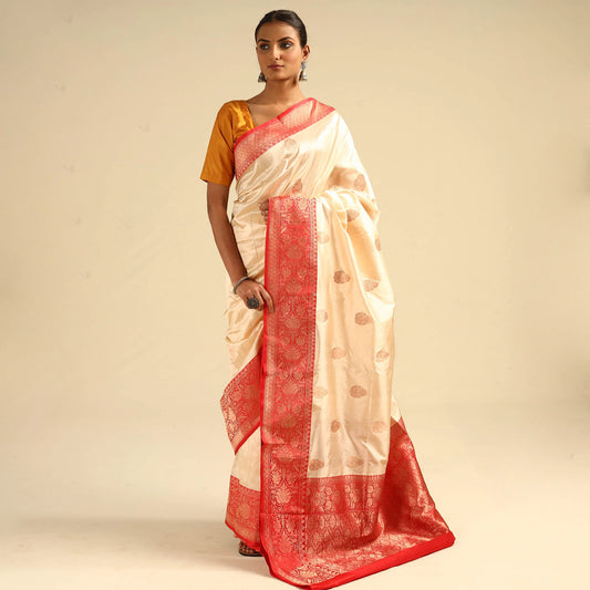 Banarasi Pure Katan Silk Handloom Saree with Kaduwa Zari Buti