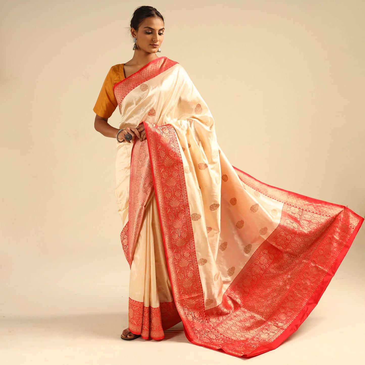 Banarasi Pure Katan Silk Handloom Saree with Kaduwa Zari Buti