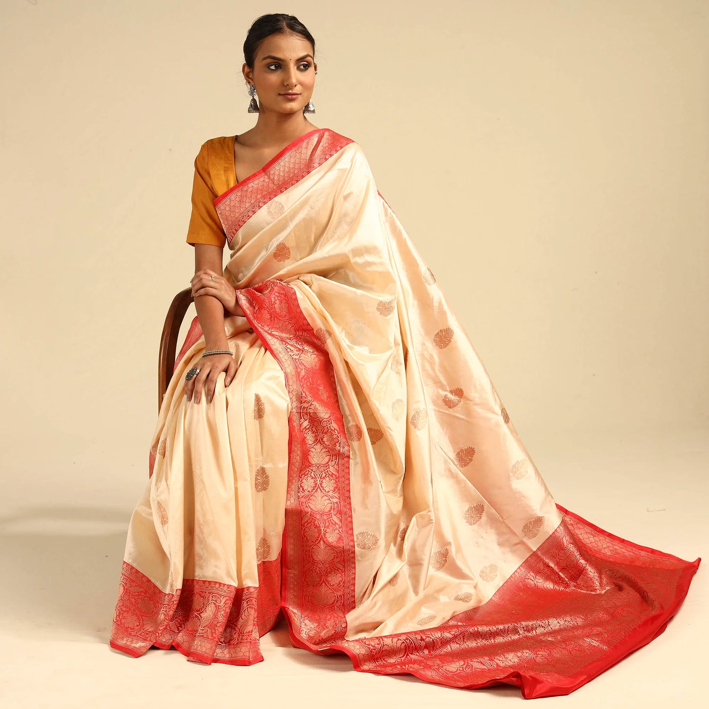 Banarasi Pure Katan Silk Handloom Saree with Kaduwa Zari Buti