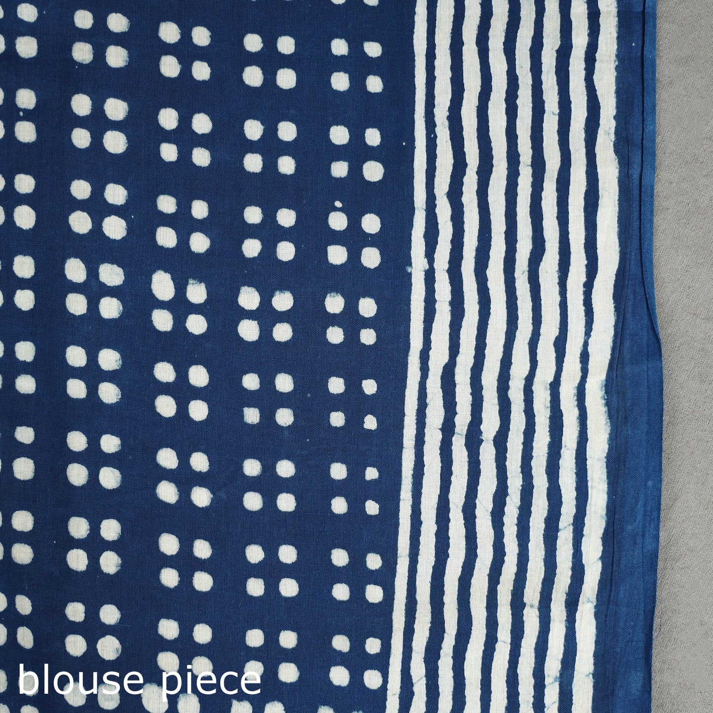 Blue Pipad Hand Block Printed Cotton Saree