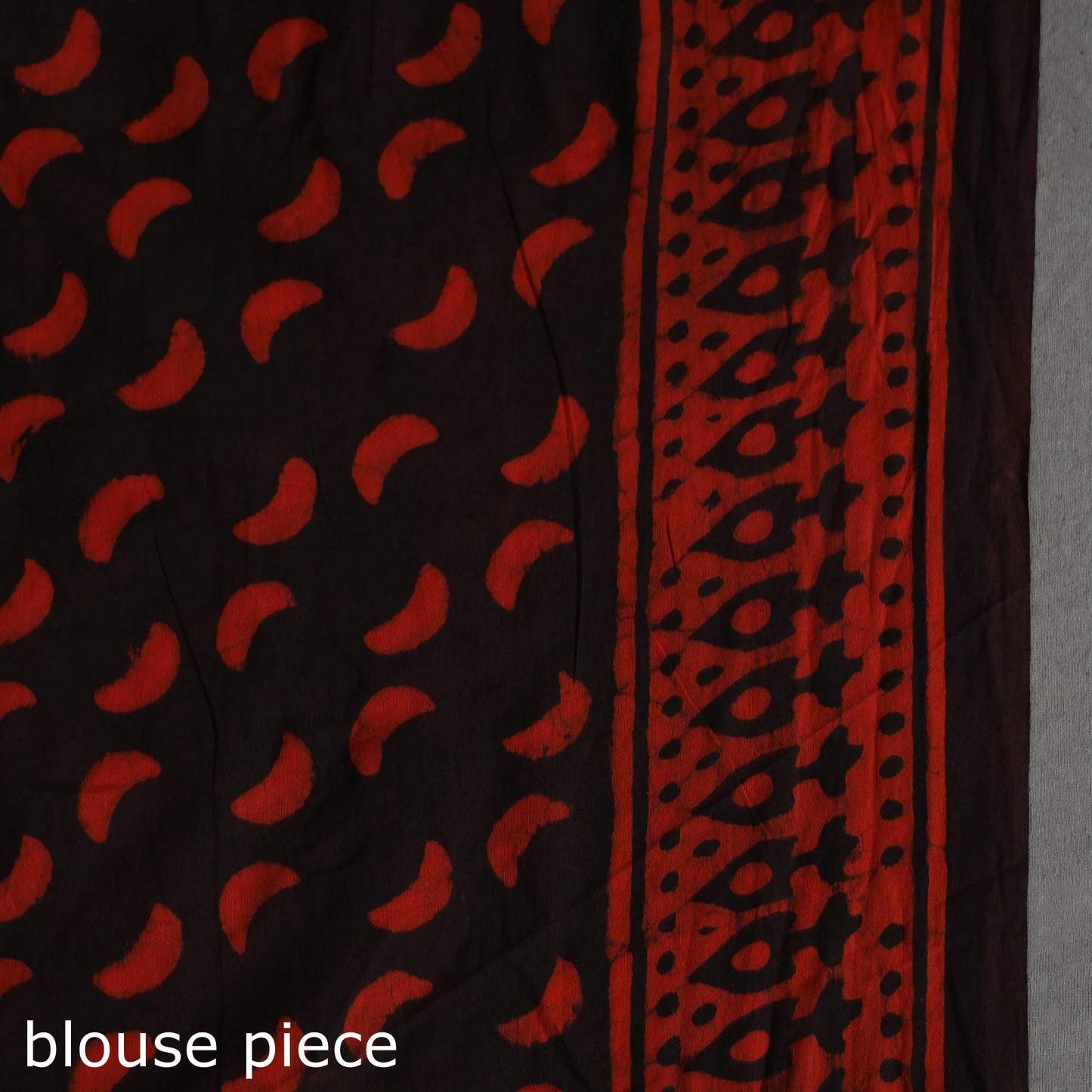 Red Pipad Hand Block Printed Cotton Saree