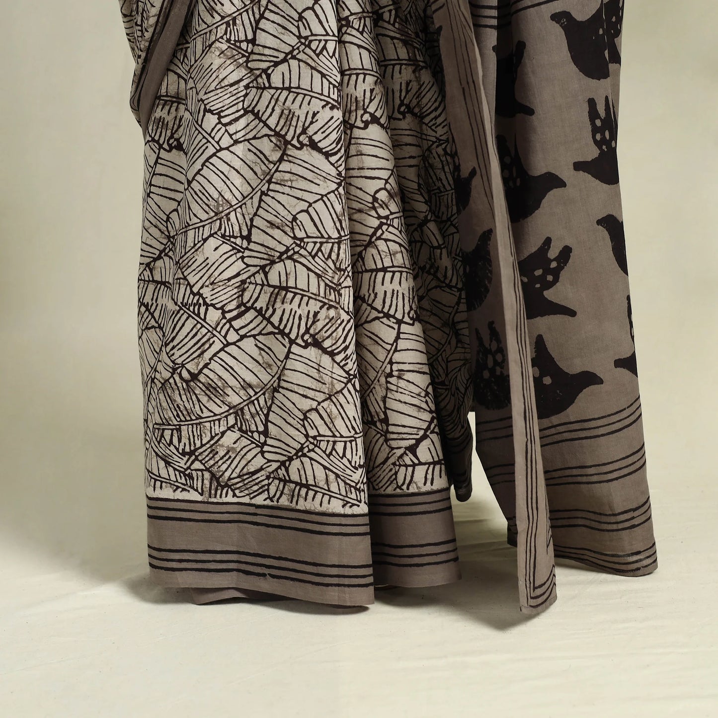 Grey Bindaas Art Natural Dyed Cotton Block Print Saree