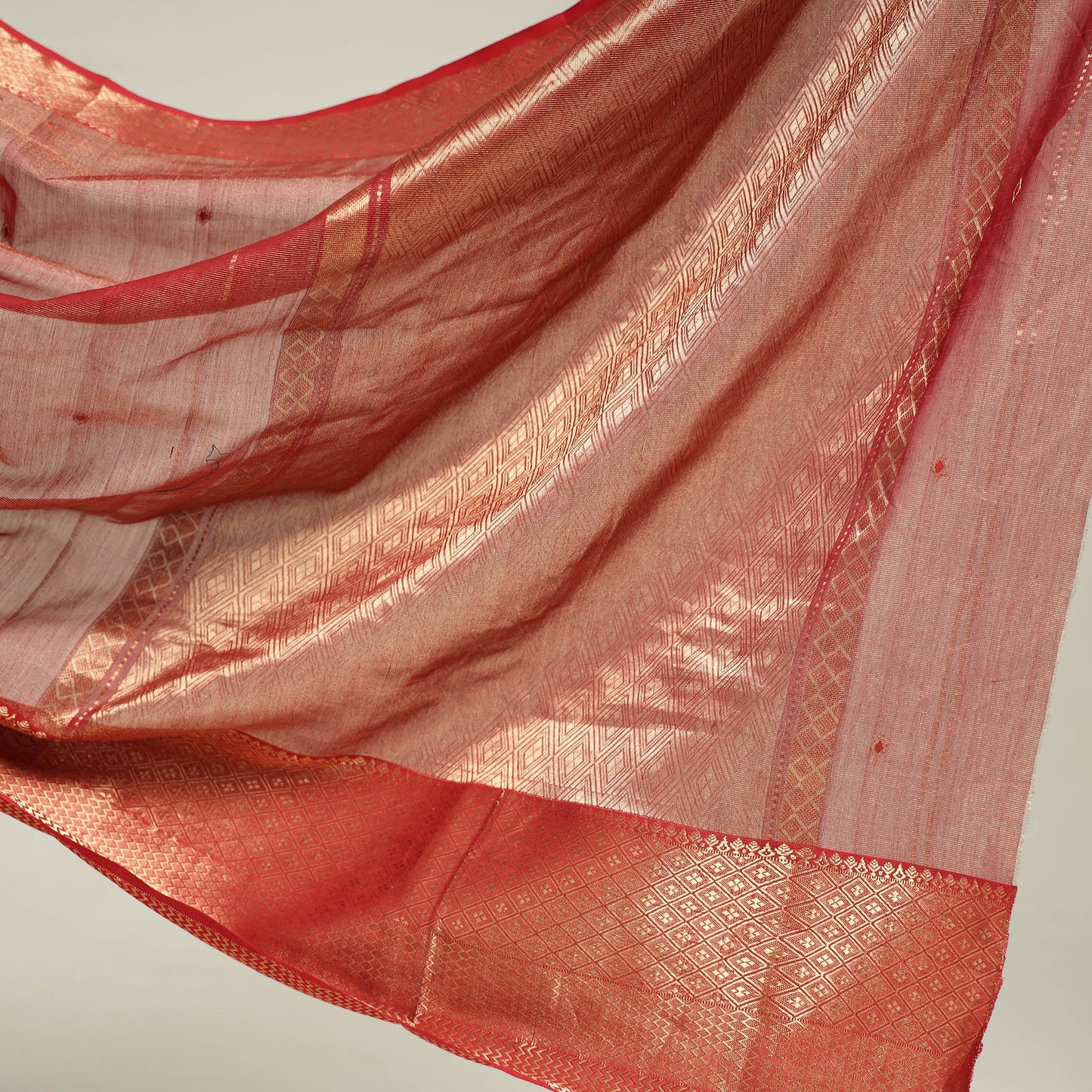 Maroon Chanderi Silk Handloom Saree with Zari Work