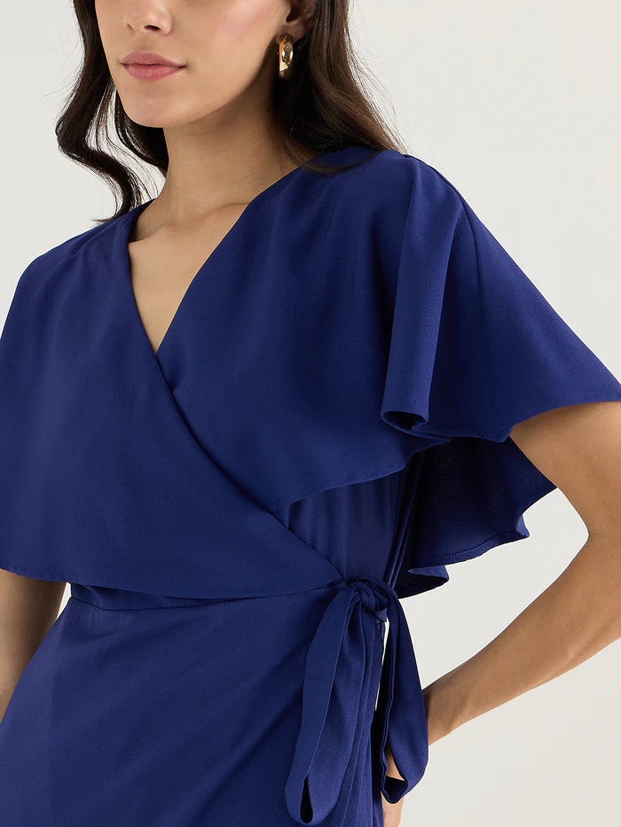 Femella Ink Blue Wrap-Style Tulip Hem Maxi Dress