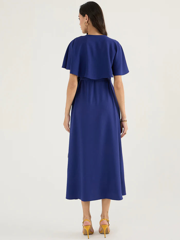 Femella Ink Blue Wrap-Style Tulip Hem Maxi Dress