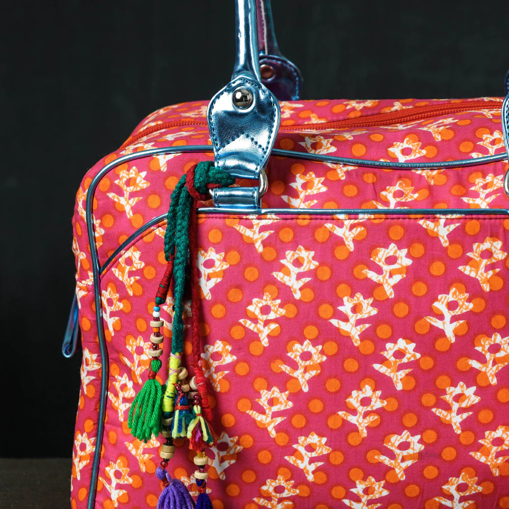 Red Jaipur Multicolour Printed Cotton Handbag