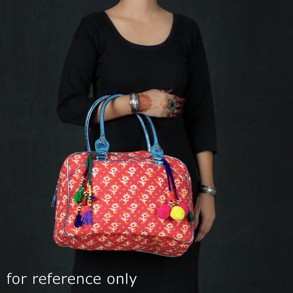 Red Jaipur Multicolour Printed Cotton Handbag