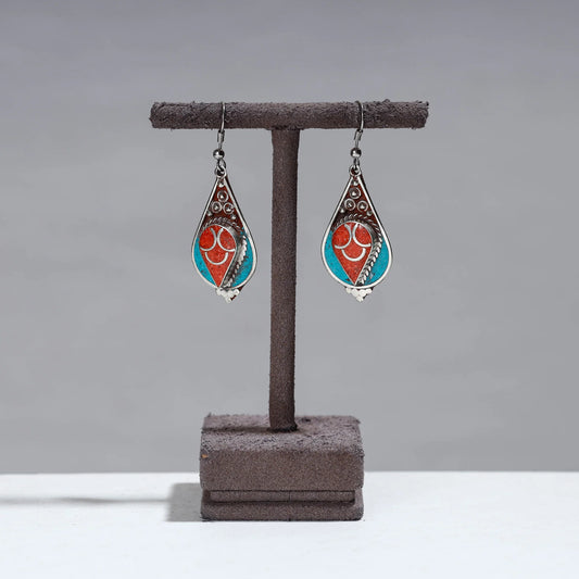 Handcrafted Multicolor Tibetan Earrings with Semi-Precious Stones – Authentic Himalayan Jewelry