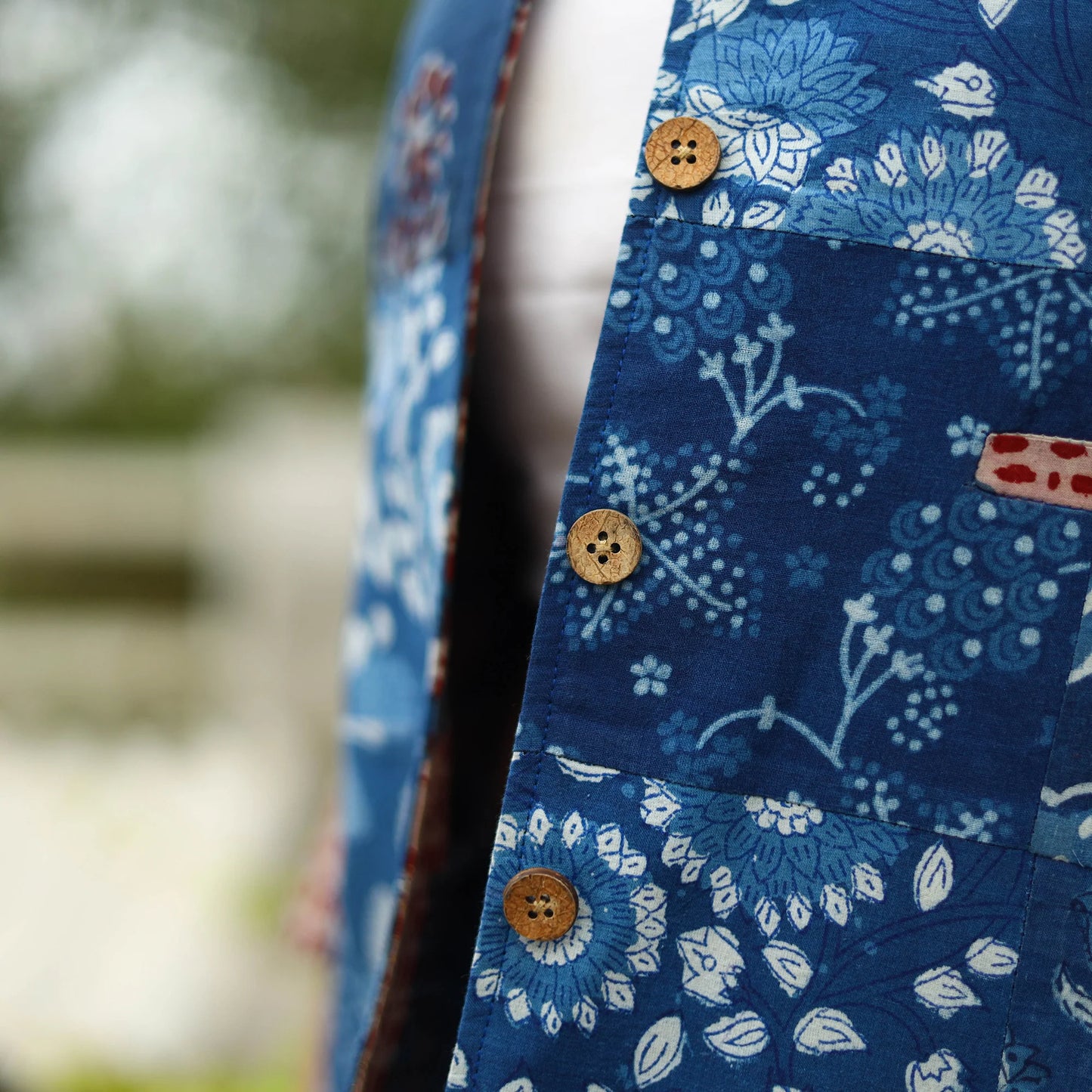 Patchwork Blue Bagru Print Women’s Cotton Jacket