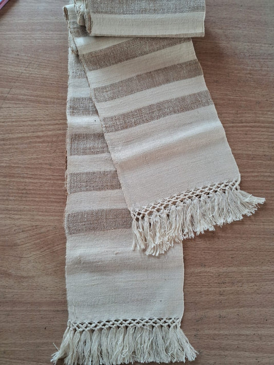 Light Brown Handwoven Eri Silk Stole – Soft, Sustainable & Elegantly Striped For Women (Pre-Order)